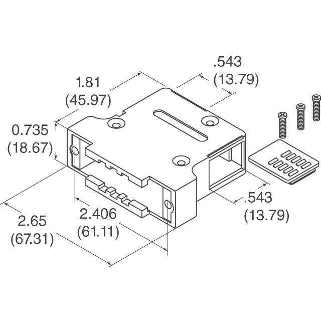 982-050-010R031 NorComp Inc.  D-Sub D-Shaped Connector Backshells Hoods